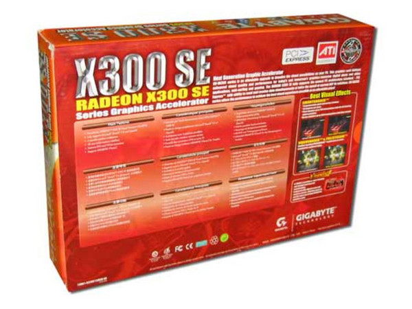 T. de Video GIGABYTE Radeon X300 SE con 128MB, DVI y Salida a TV. Puerto PCI Express x 16