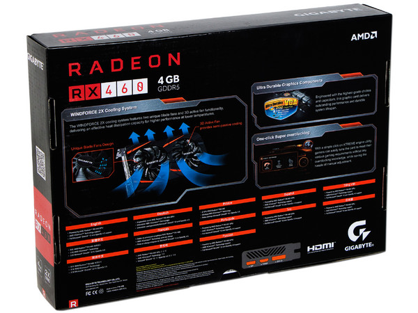 Tarjeta de Video AMD Gigabyte Radeon RX 460 WINDFORCE, 4GB GDDR5, 1xHDMI, 1xDVI, 1xDisplayPort, PCI Express x16 3.0