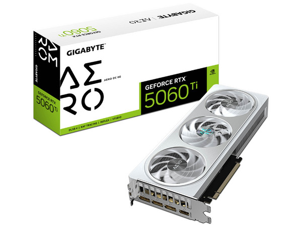 Tarjeta de Video NVIDIA GeForce RTX 5060 Ti GIGABYTE AERO OC, 8GB GDDR7, 1xHDMI, 3xDisplayPort, PCI Express x16 5.0, Color Blanco.