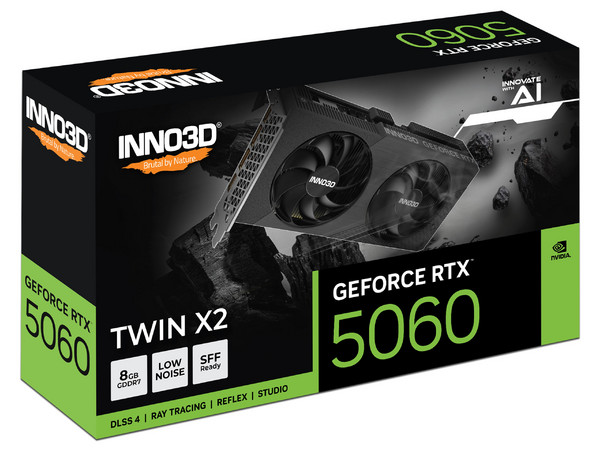 Tarjeta de Video NVIDIA GeForce RTX 5060 Inno3D TWIN X2, 8GB GDDR7, 1xHDMI, 3xDisplayPort, PCI Express 5.0.