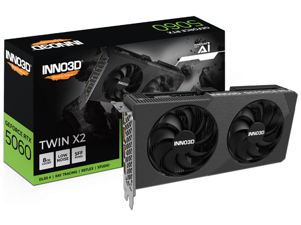 Tarjeta de Video NVIDIA GeForce RTX 5060 Inno3D TWIN X2, 8GB GDDR7, 1xHDMI, 3xDisplayPort, PCI Express 5.0.