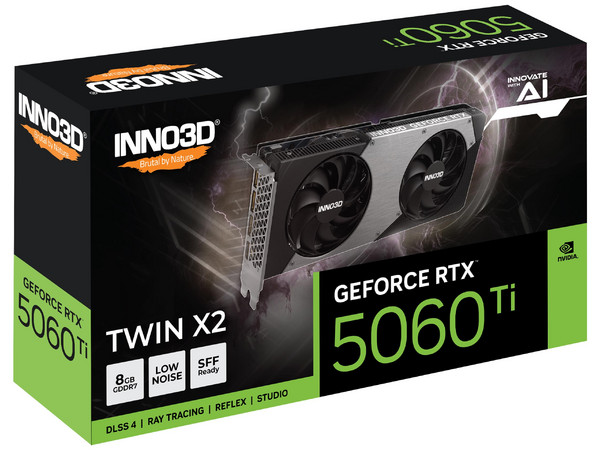 Tarjeta de Video NVIDIA GeForce RTX 5060 Ti OC Inno3D, 8 Gb GDDR7, 1xHDMI, 3xDisplayPort, 2 x Ventiladores, PCI Express 5.0.