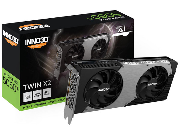 Tarjeta de Video NVIDIA GeForce RTX 5060 Ti OC Inno3D, 8 Gb GDDR7, 1xHDMI, 3xDisplayPort, 2 x Ventiladores, PCI Express 5.0.