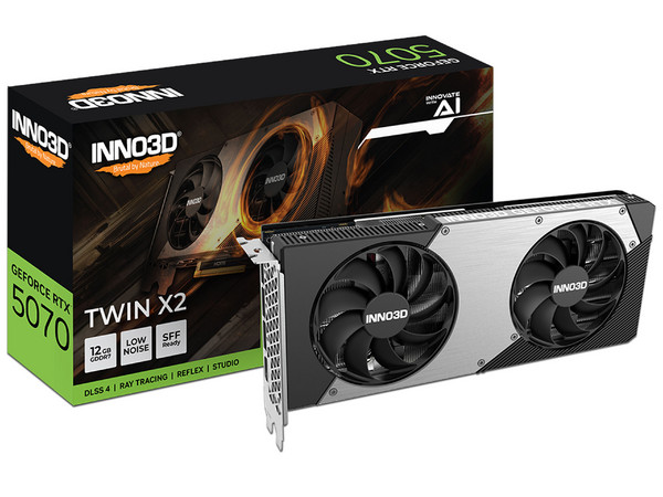 Tarjeta de Video NVIDIA GeForce RTX 5070 Inno3D TWIN X2, 12GB GDDR7, 192 Bit, 1xHDMI, 3xDisplayPort, PCI Express 5.0.