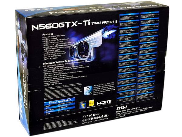 Tarjeta de Video MSI NVIDIA GeForce N560GTX-Ti  Twin Frozr II, OC Edition, 1GB DDR5, DirectX 11, Mini HDMI, DVI, Puerto PCI Express 2.0