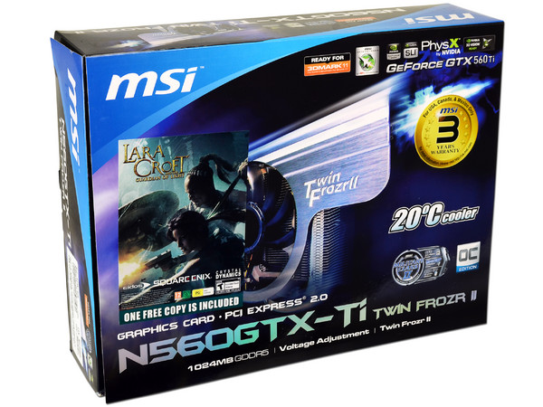 Tarjeta de Video MSI NVIDIA GeForce N560GTX-Ti  Twin Frozr II, OC Edition, 1GB DDR5, DirectX 11, Mini HDMI, DVI, Puerto PCI Express 2.0