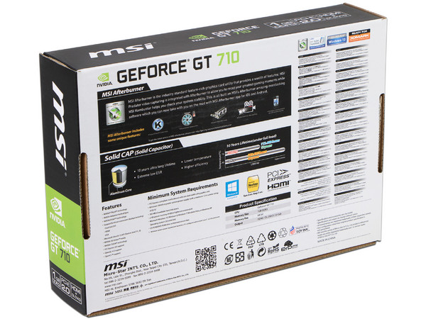 Tarjeta de Video NVIDIA GeForce GT 710 MSI, 1GB GDDR3, 1xHDMI, 1xDVI, 1xVGA, PCI Express x16 2.0