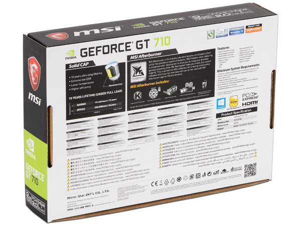 Tarjeta de Video NVIDIA GeForce GT 710 MSI, 2GB GDDR3, 1xHDMI, 1xDVI, 1xVGA, PCI Express x8 2.0.