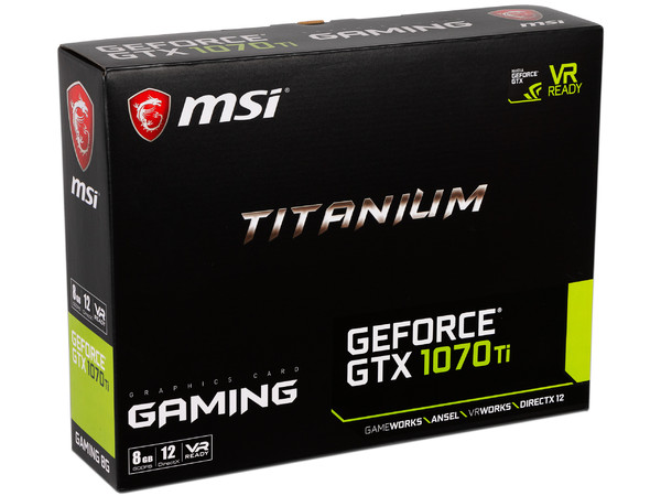 Tarjeta de Video NVIDIA GeForce GTX 1070Ti MSI Titanium, 8GB GDDR5, 1xHDMI, 1xDVI, 3xDisplayPort, PCI Express x16 3.0.