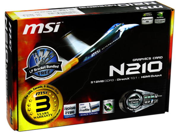 Tarjeta de Video MSI NVIDIA GeForce N210, 512MB DDR3, DVI, VGA. Puerto PCI Express 2.0