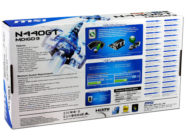 Tarjeta de Video MSI NVIDIA GeForce N440GT, 1GB DDR3, HDMI, DVI. Puerto PCI Express 2.0