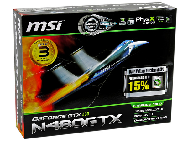 Tarjeta de Video MSI NVIDIA GeForce GTX480 Twin Frozr II, 1536MB DDR5, DirectX 11, Mini HDMI,  Dual DVI, Puerto PCI Express 2.0 