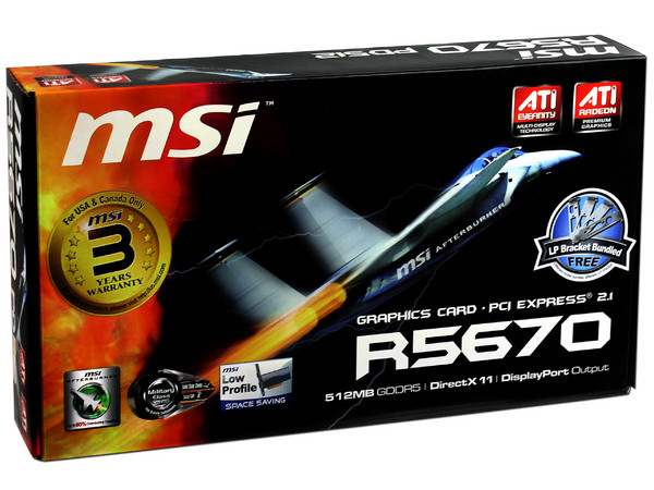 Tarjeta de Video MSI AMD Radeon  R5670, 512MB GDDR5, DirectX 11, DisplayPort, DVI, Puerto PCI Express 2.1  