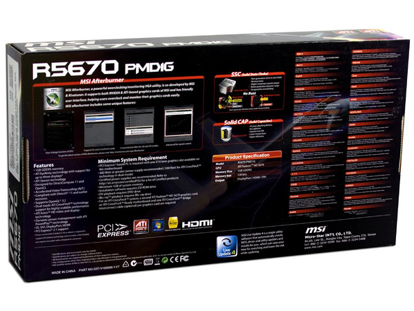 Tarjeta de Video MSI Radeon HD 5670, 1GB DDR5, HDMI, DirectX 11, Puerto PCI Express 2.0