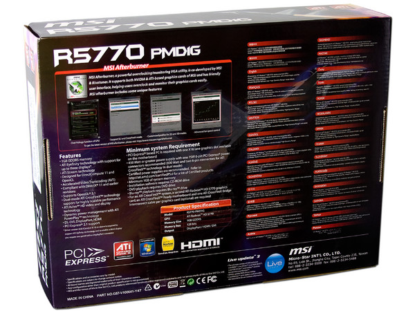 Tarjeta de Video MSI ATI Radeon 5770, 1GB DDR5, HDMI, DirectX 11, Puerto PCI Express 2.0