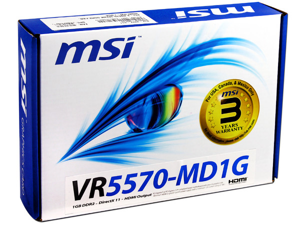 Tarjeta de Video MSI AMD Radeon VR5570-MD1G, 1GB DDR2, HDMI, DVI. Puerto PCI Express 2.0