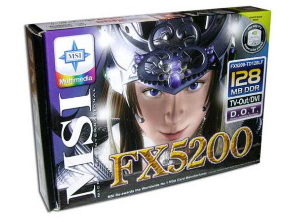 T. de Video MSI nVidia GeForce FX 5200 con 128MB DDR, AGP 8x con DVI y Salida a TV