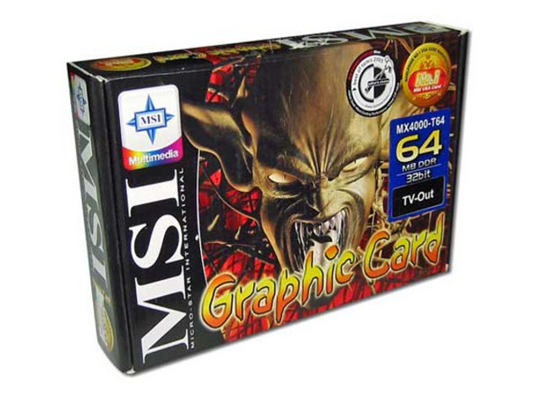 T. de Video MSI nVidia MX4000 con 64MB DDR, AGP 8X y Salida a TV