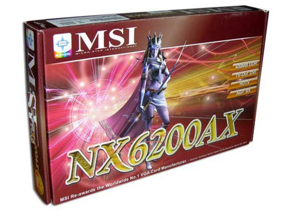 T. de Video MSI GeForce NX6200AX con 128MB, AGP 8x, Salida a TV.