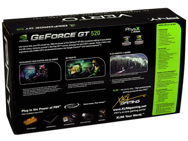 Tarjeta de Video PNY NVIDIA  GeForce GT 520, 1GB GDDR3, HDMI, DVI, Puerto PCI Express 2.0
