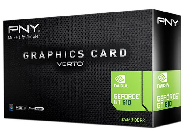 T.VIDEO PNY PCIE X16 2.0 GEFORCE GT610 LOW PROFILE 1GB/64BIT DDR3 DVI/VGA/HDMI