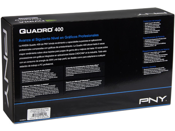 Tarjeta de Video Profesional NVIDIA Quadro 400 (low-profile), 512MB DDR3, DisplayPort, DVI, Puerto PCI Express 2.0