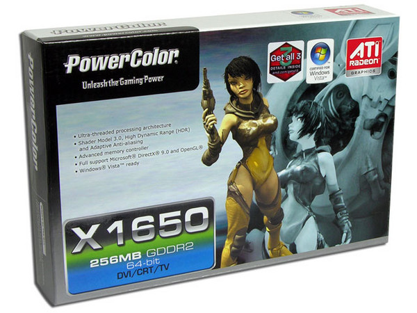 T. de Video PowerColor Radeon X1650 con 256MB DDR2, DVI y Salida a TV. Puerto PCI Express x 16
