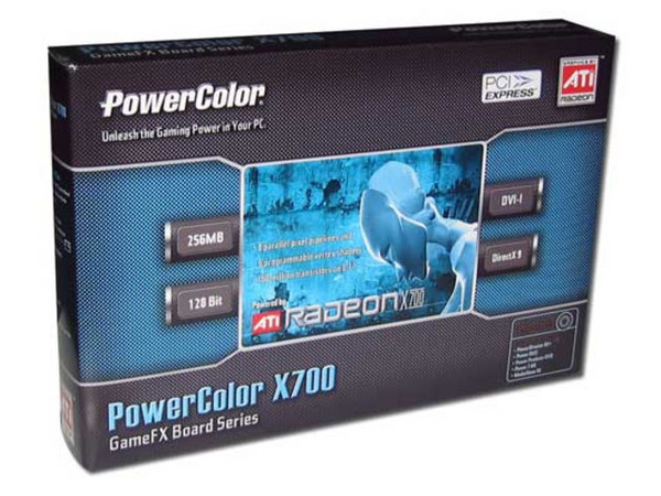 T. de Video PowerColor Radeon X700 con 256MB DDR,  Salida a TV y HDTV. Puerto PCI Express x 16