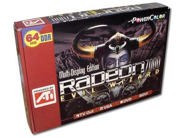 T. de Video Power Color, AGP 2X/4X, ChipSet Radeon 7000 con 64MB, Salida a TV, DVI.