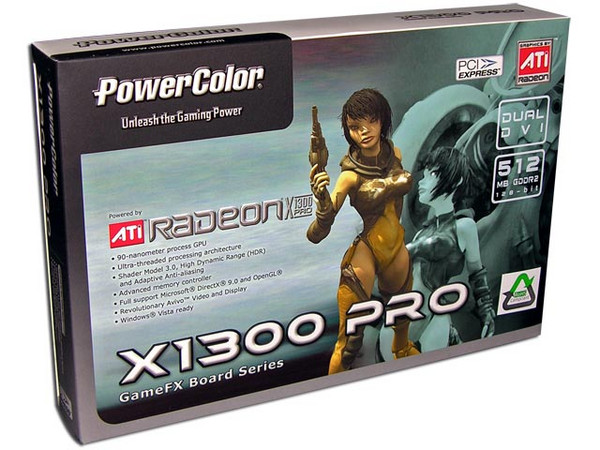 T. de Video PowerColor Radeon X1300 PRO con 512MB DDR2, DVI y Salida a TV. Puerto PCI Express x 16