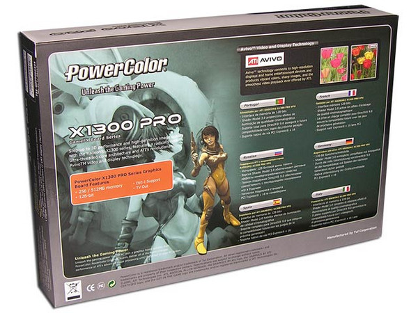 T. de Video PowerColor Radeon X1300 PRO con 512MB DDR2, DVI y Salida a TV. Puerto PCI Express x 16
