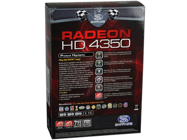 Tarjeta de Video SAPPHIRE ATI HD 4350, 512MB DDR2, Salida a TV, HDMI, DirectX 10.1, Puerto PCI Express x16