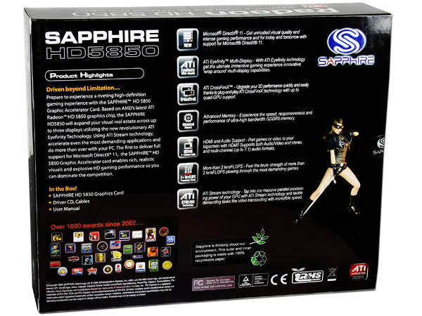 Tarjeta de Video SAPPHIRE ATI Radeon HD 5850, 1GB DDR5, HDMI y DisplayPort, DirectX 11, Puerto PCI Express 2.0