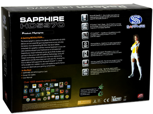 Tarjeta de Video SAPPHIRE ATI Radeon HD 5970 OC Edition con 2GB DDR5, DirectX 11, Puerto PCI Express 2.0
