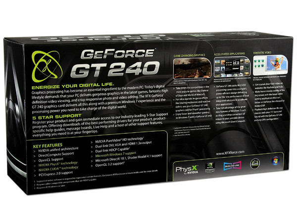 Tarjeta de Video XFX NVIDIA GeForce GT 240, 1GB DDR3, HDMI. Puerto PCI Express 2.0