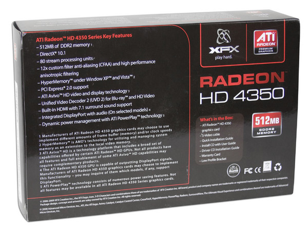 Tarjeta de Video XFX ATI HD 4350, 512MB DDR2, Salida a TV, DirectX 10.1, Puerto PCI Express 2.0