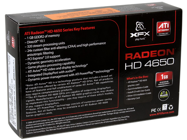 Tarjeta de Video XFX Radeon HD 4650, 1GB DDR2, HDMI, DVI, DirectX 10.1, Puerto PCI Express 2.0