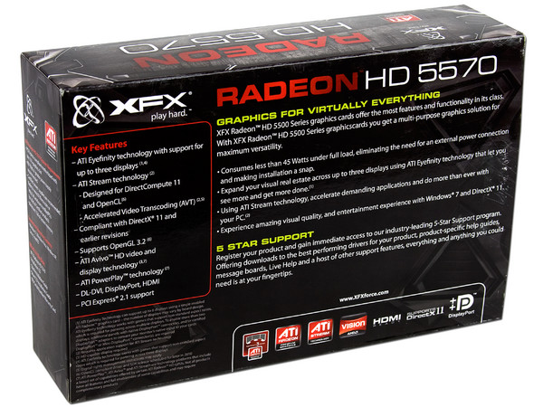 Tarjeta de Video XFX Radeon HD 5570, 1GB DDR3, HDMI, DVI, DisplayPort, DirectX 11, Puerto PCI Express 2.1