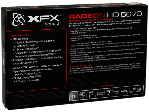 Tarjeta de Video XFX Radeon HD 5670, 1GB DDR3, DisplayPort, HDMI, DirectX 11, Puerto PCI Express 2.1