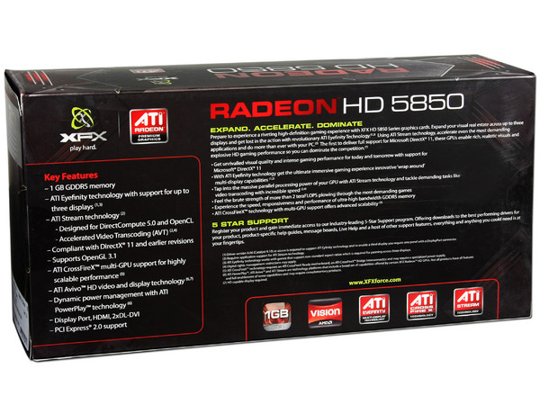 Tarjeta de Video XFX ATI Radeon HD 5850, 1GB DDR5, HDMI y DisplayPort, DirectX 11, Puerto PCI Express 2.0