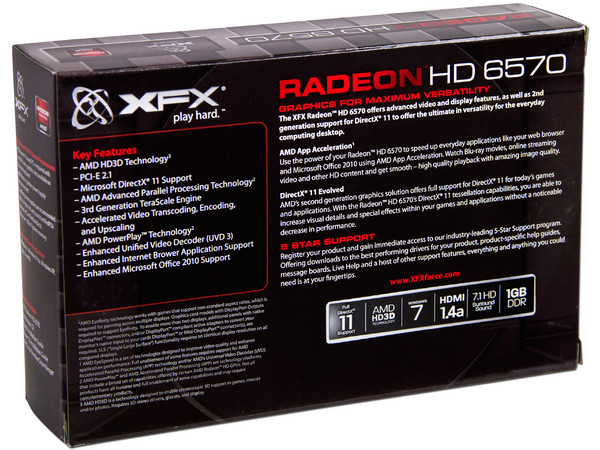 Tarjeta de Video XFX Radeon HD 6570, 1GB DDR3, HDMI, DVI, DirectX 11, Puerto PCI Express 2.1
