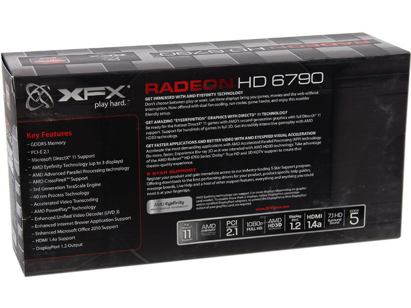 Tarjeta de Video XFX Radeon HD 6790, 1GB GDDR5, DisplayPort, HDMI, DVI, DirectX 11, Puerto PCI Express 2.1.