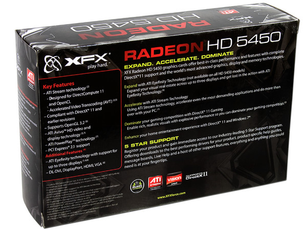 Tarjeta de Video XFX Radeon HD 5450, 1GB DDR3, HDMI, DVI,  DirectX 11, Puerto PCI Express 2.1