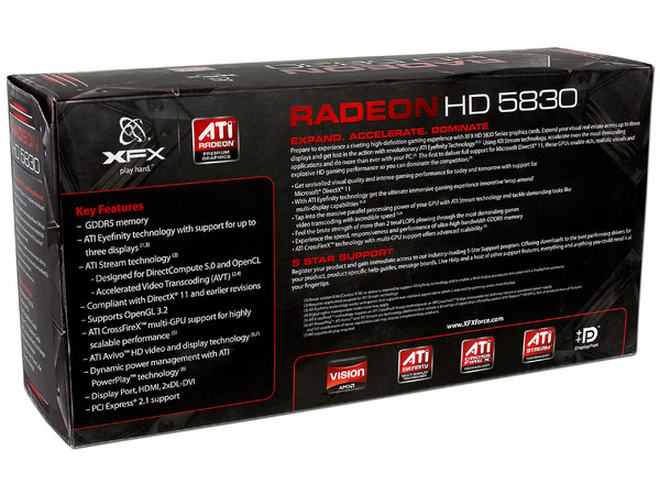Tarjeta de Video XFX Radeon HD 5830, 1GB DDR5, HDMI, DisplayPort, Dual-link DVI, DirectX 11, Puerto PCI Express 2.1