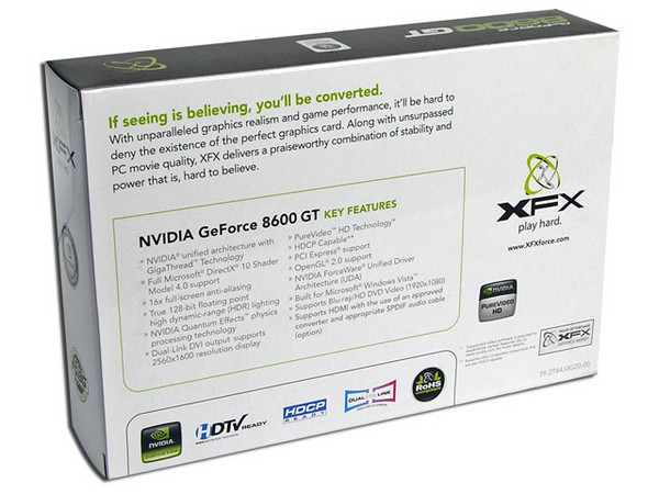 Tarjeta de Video XFX NVIDIA GeForce 8600GT, 512MB DDR2, Salida a TV, 100% compatible con DirectX 10. Puerto PCI Express x16