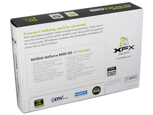 Tarjeta de Video XFX NVIDIA GeForce 8400GS, 256MB (512MB con Turbocache) DDR2, Salida a TV, Puerto PCI Express x16
