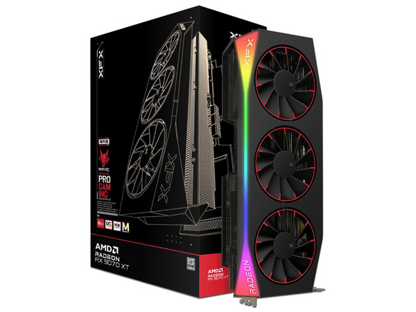 Tarjeta de Video AMD Radeon RX 9070 XT XFX Mercury OC, Magnetic Air Edition, RGB, 16GB GDDR6, 1xHDMI, 3xDisplayPort, PCI Express 5.0