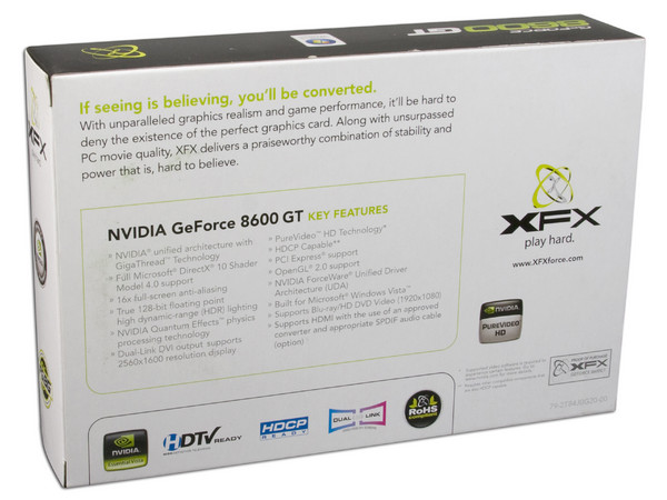 Tarjeta de Video XFX NVIDIA GeForce 8600GT, 1GB DDR2, Salida a TV, 100% compatible con DirectX 10. Puerto PCI Express x16