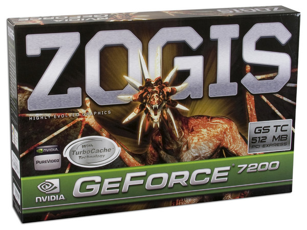 T. de Video Zogis Geforce 7200GS TC con 256MB DDR2 (con TurboCache hasta 512MB), Salida a TV. Puerto PCI Express x 16
