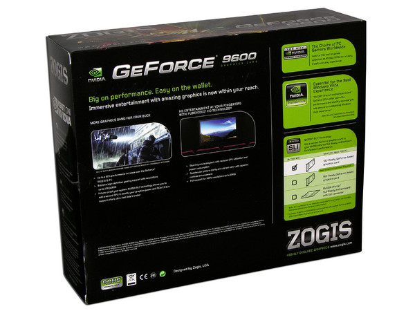 Tarjeta de Video ZOGIS NVIDIA GeForce 9600GT, 512MB DDR3, Salida a TV, 100% compatible con DirectX 10. Puerto PCI Express 2.0